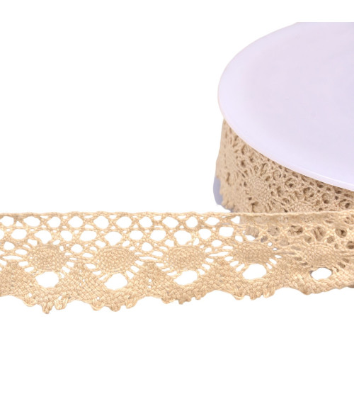 Dentelle coton couronne 30mm écru au mètre