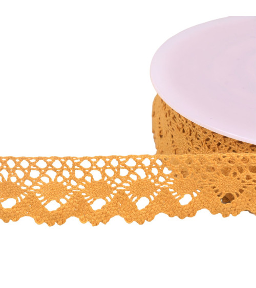 Cotton lace crown 30mm mustard by the meter