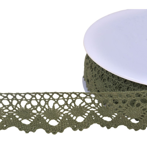 Cotton lace crown 30mm khaki by the meter