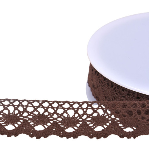 Dark brown 30mm crown cotton lace by the meter