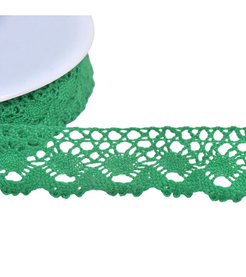 Cotton lace crown 30mm bright green by the meter