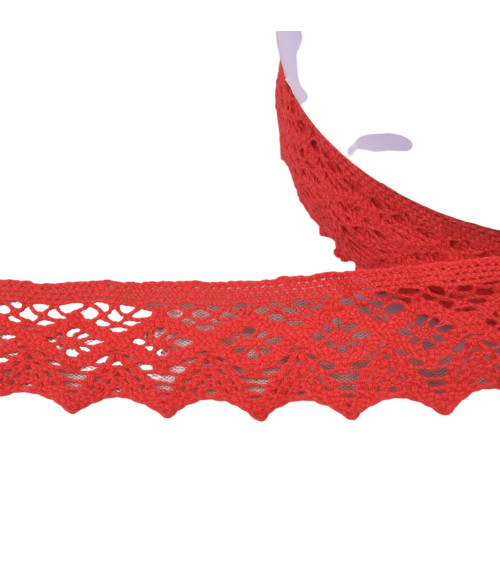 42mm red diamond cotton lace per meter