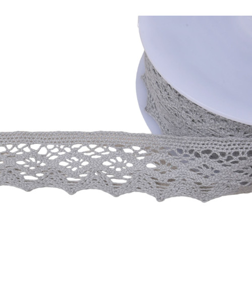 Dentelle coton losanges 42mm gris clair au mètre