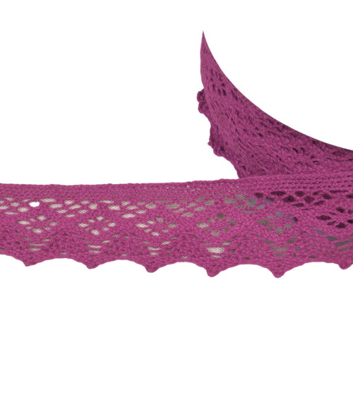 Dentelle coton losanges 42mm violet au mètre