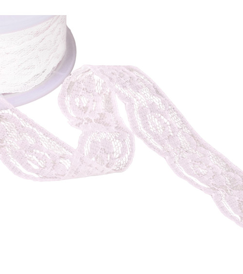 Spool 20m lace Rachel roses 28mm white