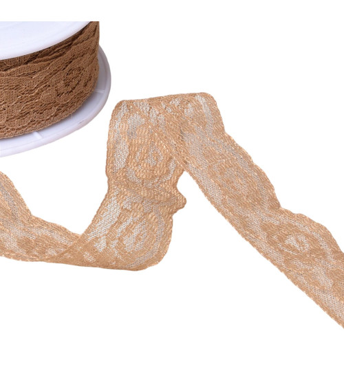 Spool 20m lace Rachel roses 28mm beige