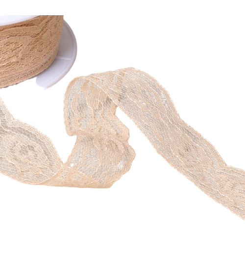 Spool 20m lace Rachel roses 28mm beige