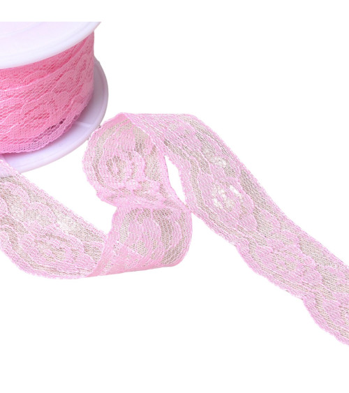 Spool 20m lace Rachel roses 28mm light pink