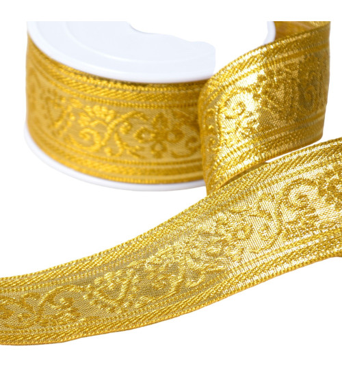 15-m-Spule aus metallischem Jacquard-Geflecht, 40 mm, goldfarben