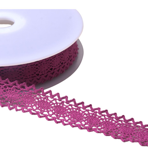 Bobine 20m dentelle coton entre deux "tortue" 23mm violet