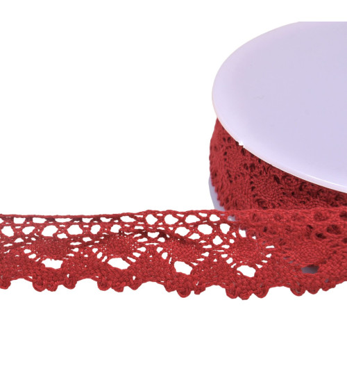 Spool 20m cotton lace crown 30mm burgundy