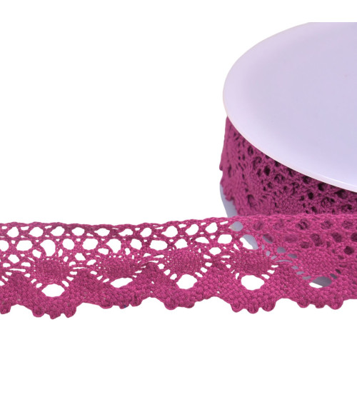 Bobine 20m dentelle coton couronne 30mm violet