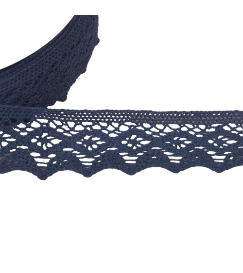 20m spool of cotton lace diamonds 42mm navy blue