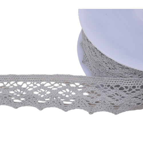 20m bobbin of 42mm light grey diamond cotton lace