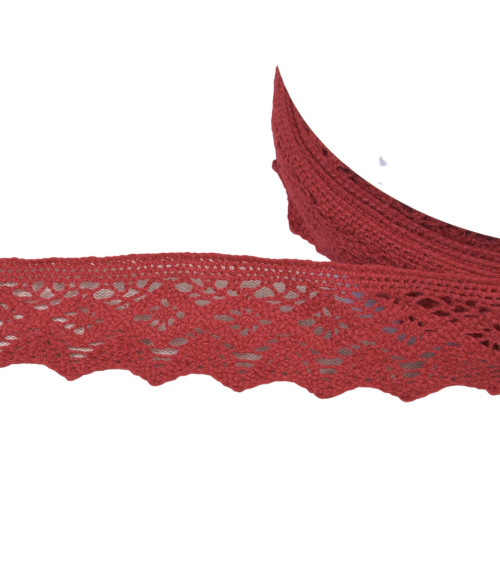 Spool 20m cotton lace diamonds 42mm burgundy