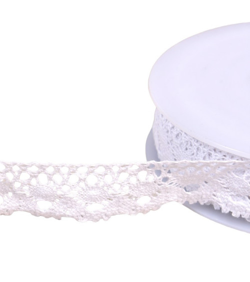 Spool 20m cotton lace crown 30mm white