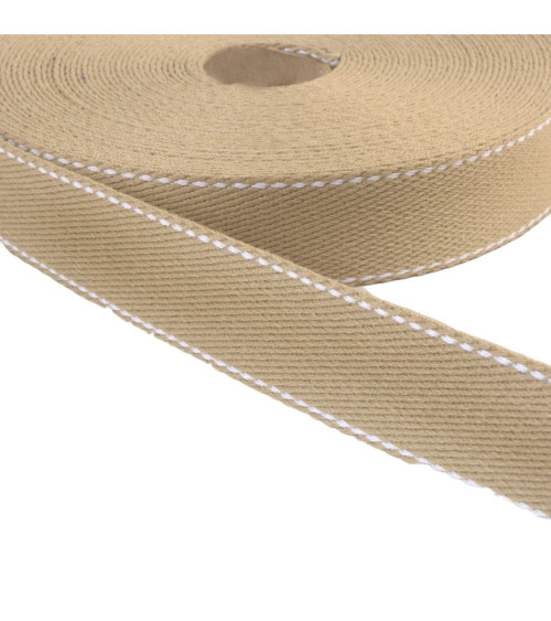 Saddle stitch strap 30mm taupe by the meter