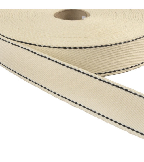 30mm beige saddle stitch strap by the meter