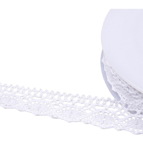 Bobine 20m dentelle coton "tortue" 20mm blanc