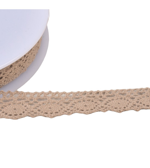 Bobine 20m dentelle coton "tortue" 20mm taupe