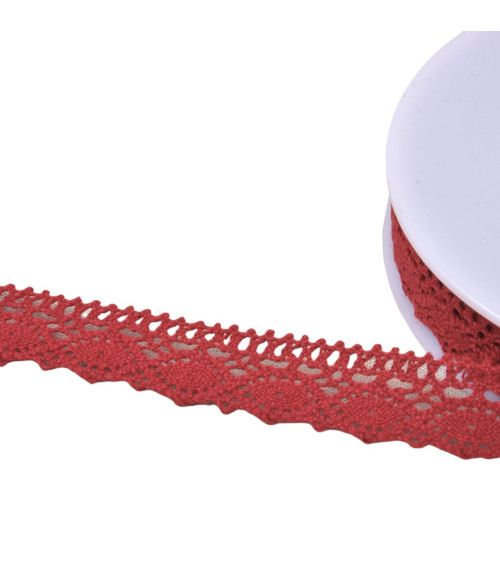 20m bobbin of cotton lace "turtle" 20mm burgundy