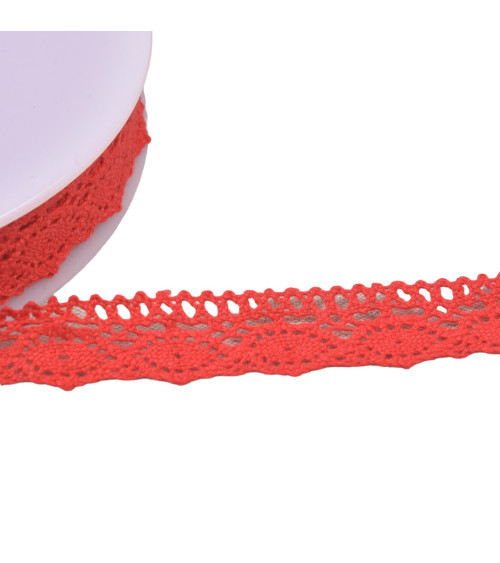 Dentelle coton "tortue" 20mm rouge au mètre