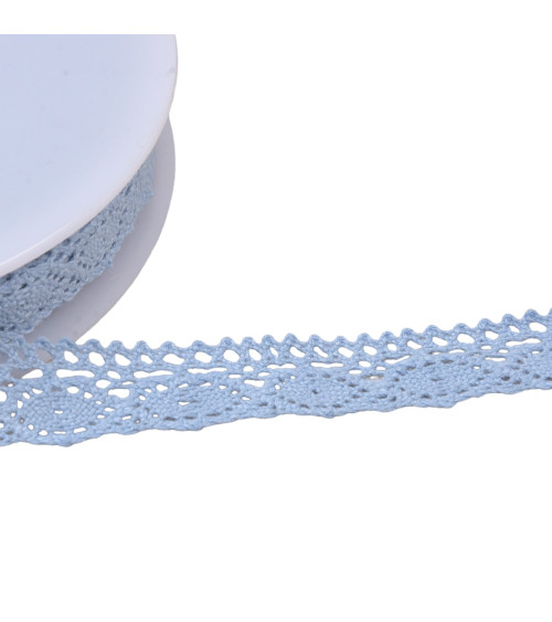 Dentelle coton "tortue" 20mm bleu lavande au mètre