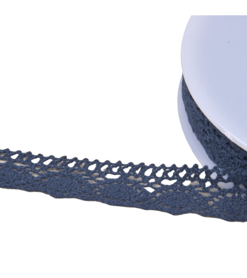 Cotton lace "turtle" 20mm navy blue by the meter