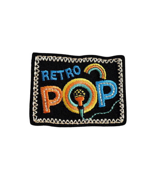 Retro pop iron-on badge 5.1cm x 4cm