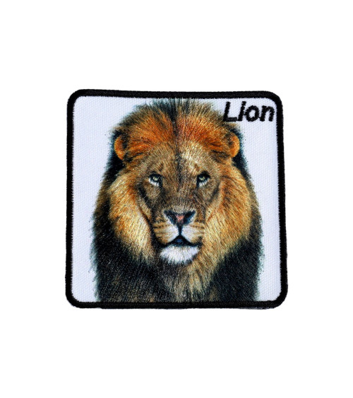 Ecusson thermocollant animaux sauvages lion 6,5cm x 6,5cm