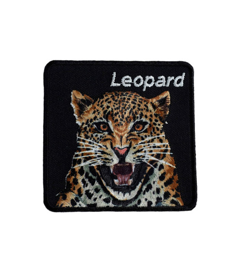 Leopard wild animal iron-on badge 6.5cm x 6.5cm