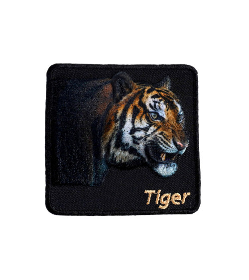 Ecusson thermocollant animaux sauvages tigre 6,5cm x 6,5cm