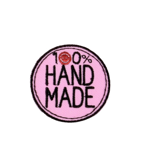 100% handmade round pink iron-on patch 3.5cm x 3.5cm