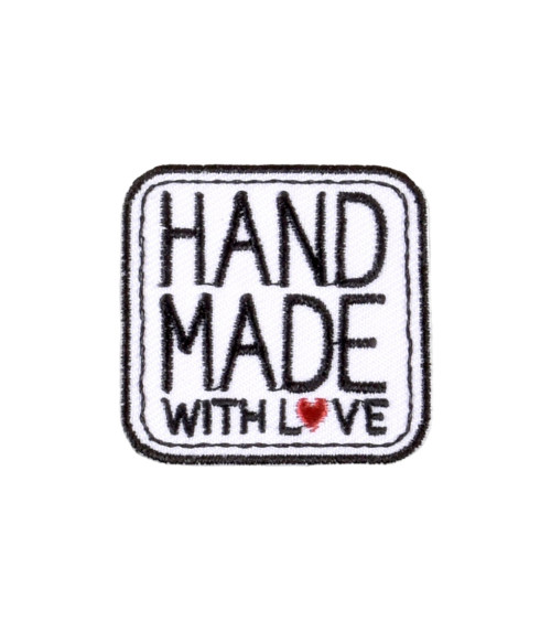 100% handmade iron-on patch white square 3cm x 3cm