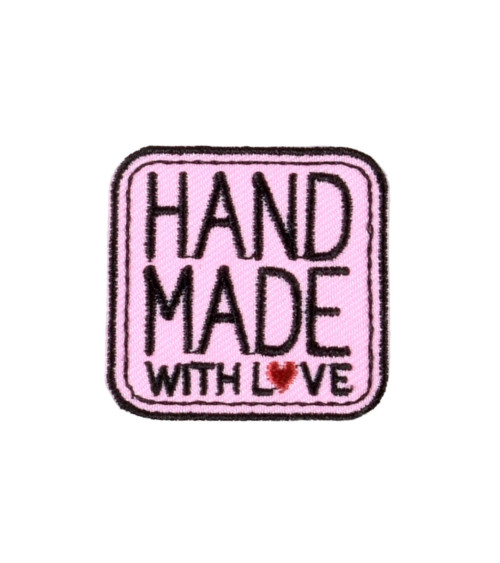 100% handmade iron-on patch pink square 3cm x 3cm