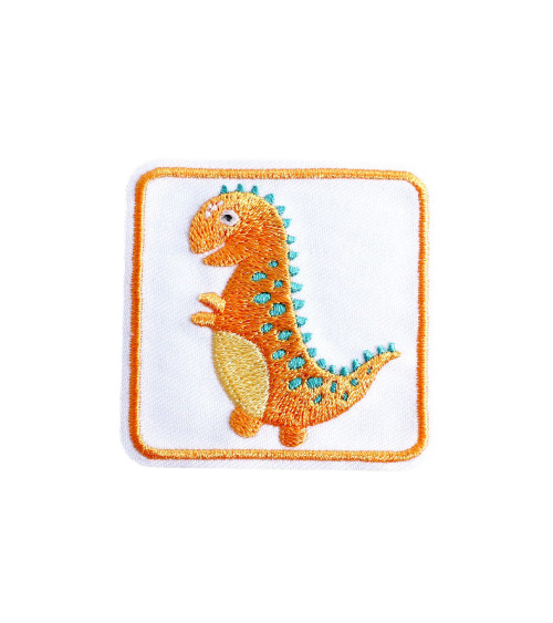 Aufnäher zum Aufbügeln, süße Tiere, Dinosaurier, orange, 5 cm x 5 cm