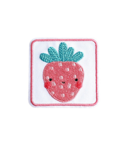 Set of 3 cute strawberry animal iron-on patches 5cm x 5cm