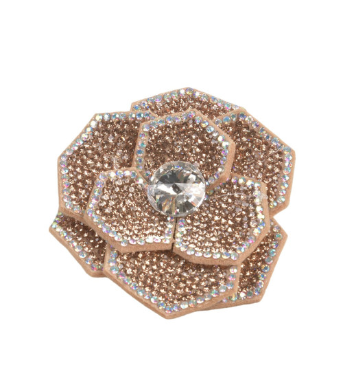 Broche de flor de strass 10cm x 7cm o