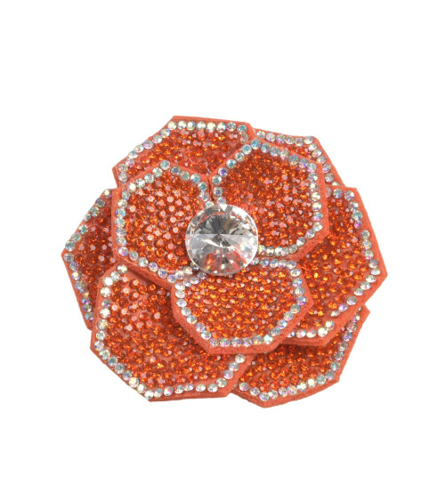 Blumen-Strassbrosche 10 cm x 7 cm orange