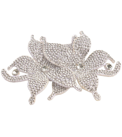 Broche flor de strass 10cm x 7cm blanco