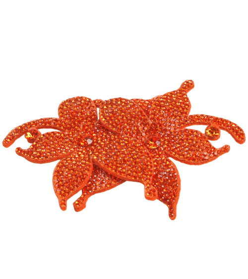 Blumen-Strassbrosche 10 cm x 7 cm orange