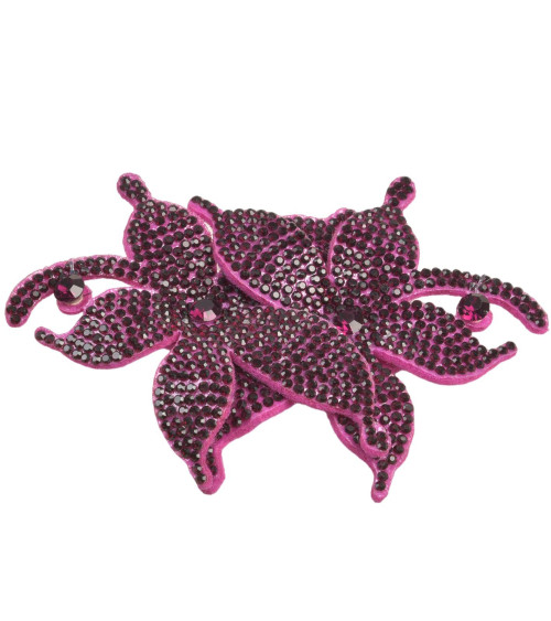 Broche flor de strass 10cm x 7cm violeta