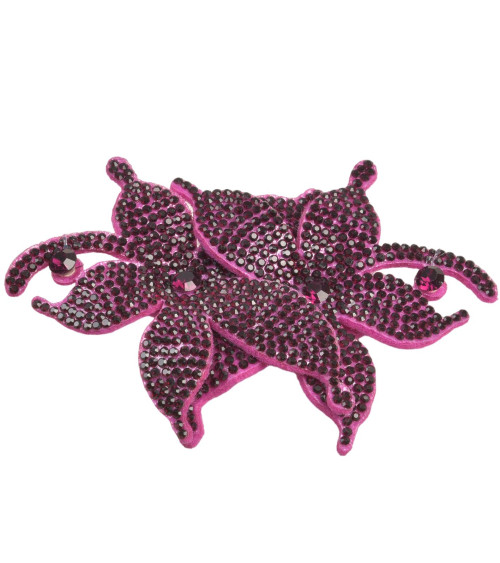 Fleur broche strass 10cm x 7cm violet