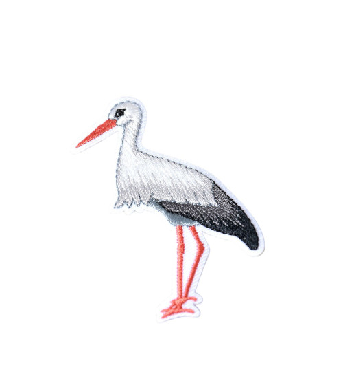 Standing stork iron-on badge