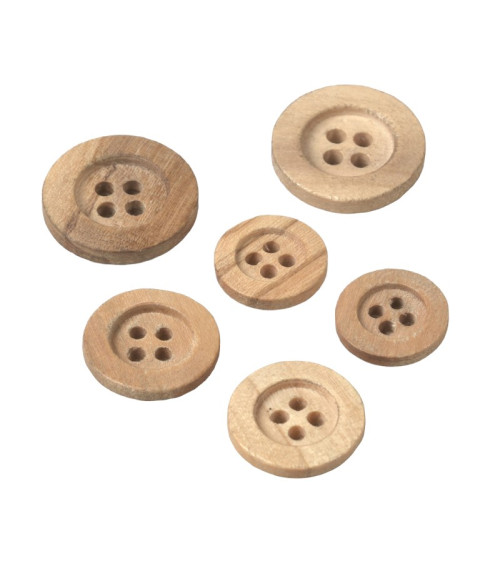 Lot de 3 boutons bois gros rebord 4 trous