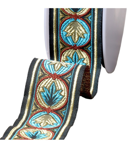 Louis jacquard braid 45mm turquoise by the meter