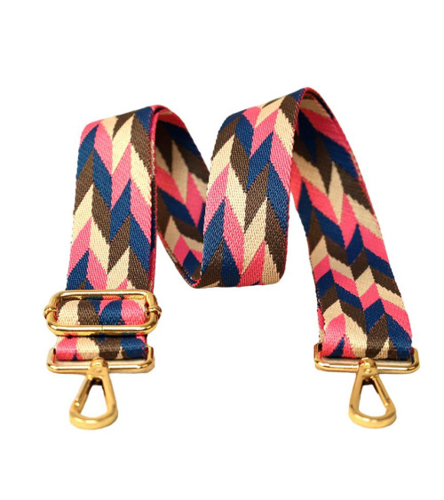 Geometric pattern strap shoulder strap 40x140cm pink and blue