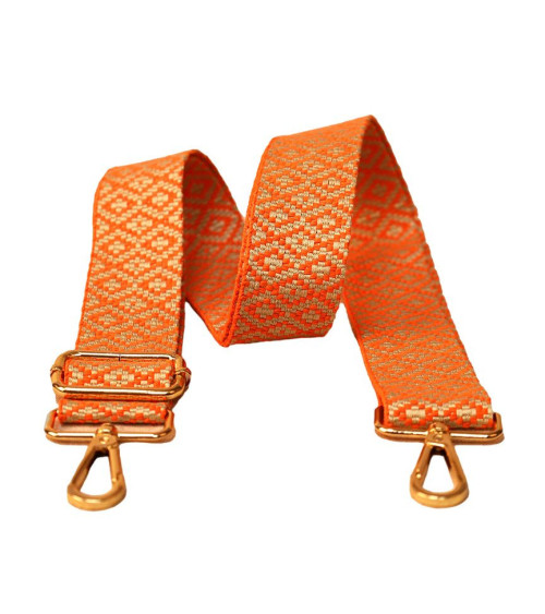 Bandolera con correa de diamantes 40x140cm naranja y beige