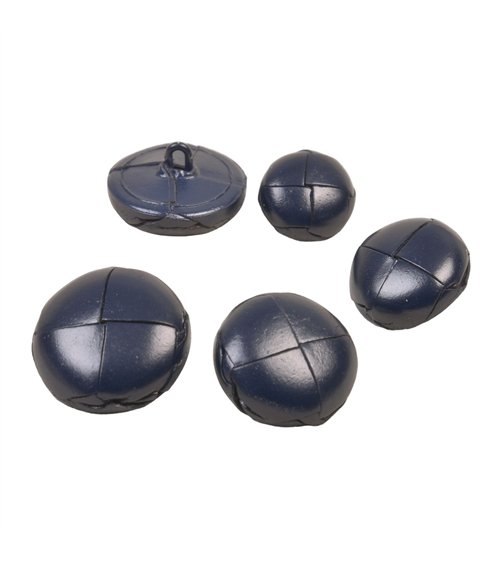 Lot de 3 boutons cuir véritable bleu marine