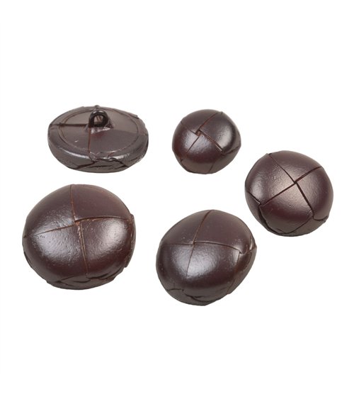 Lot de 3 boutons cuir véritable marron